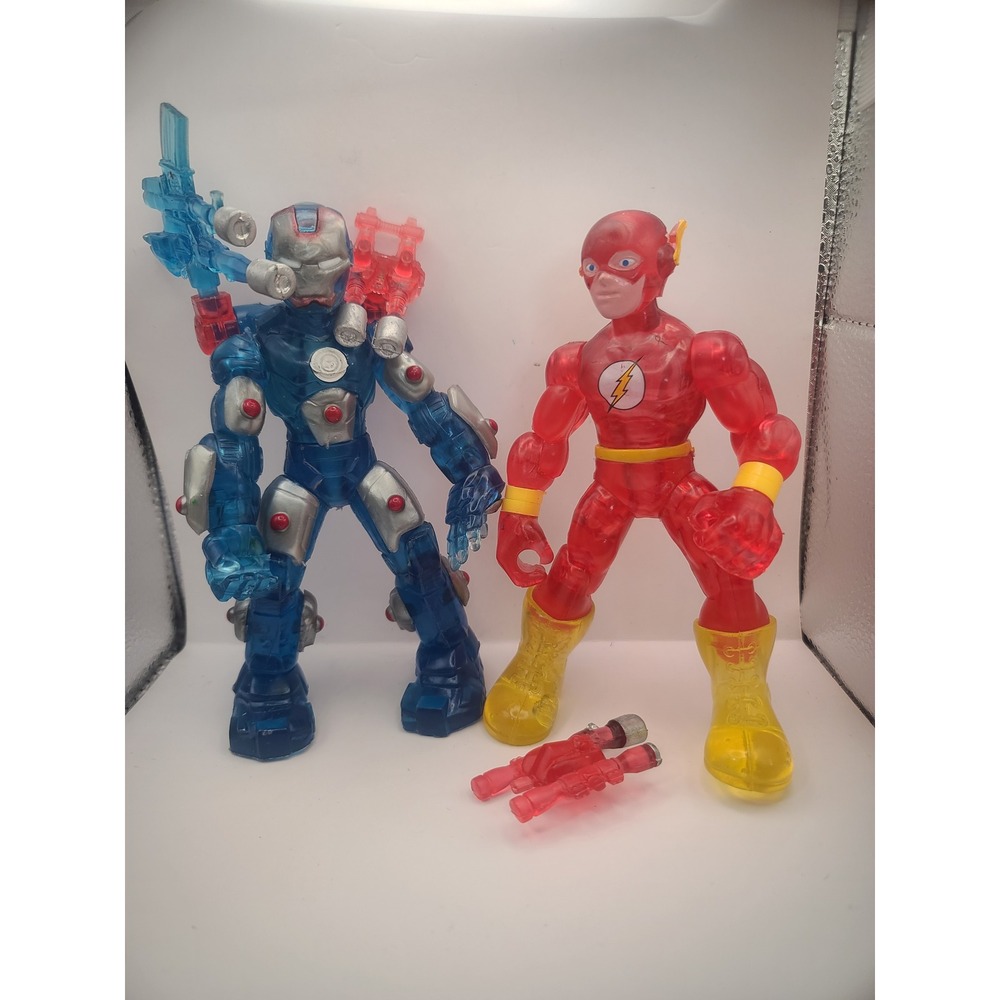 Translucent Blue Armored Warrior and Red Speedster Action Figure Set 2pc